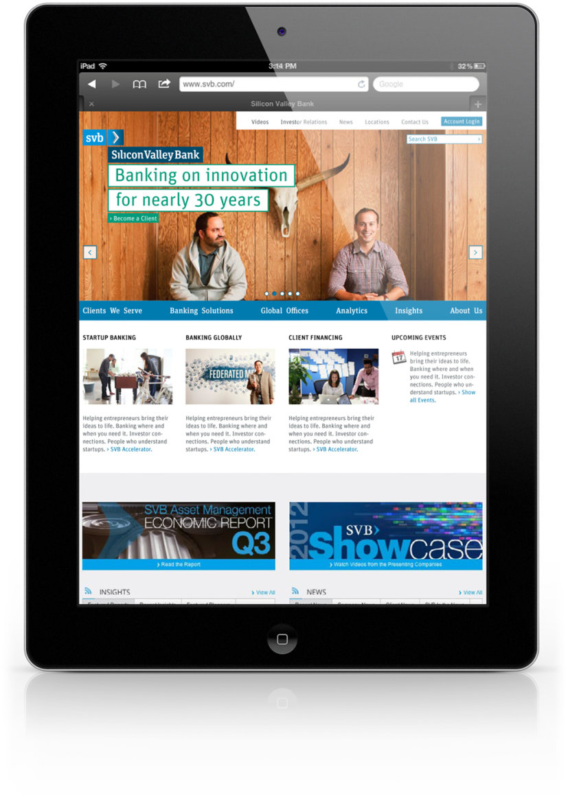 Silicon Valley Vank Website iPad