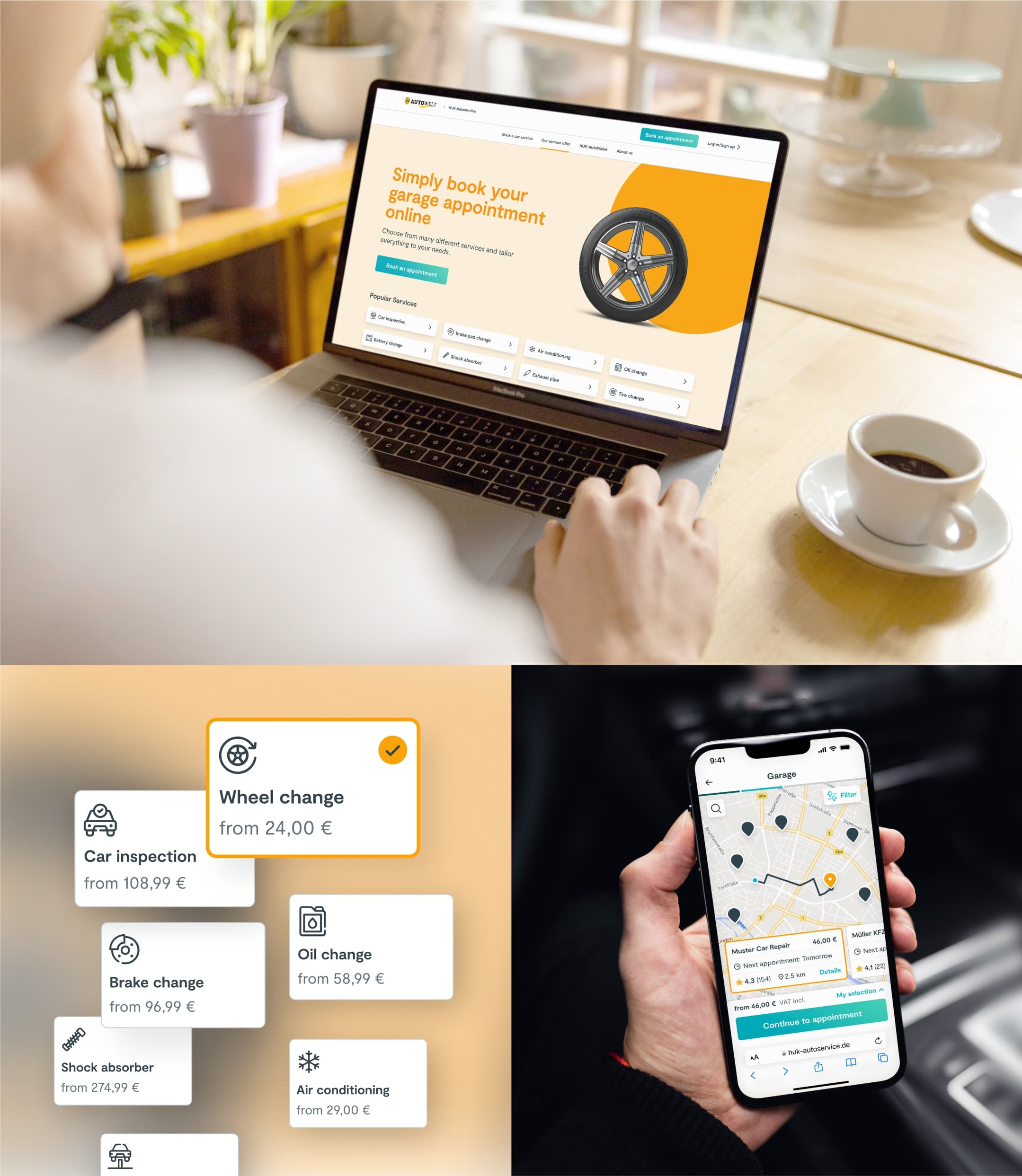 HUK AutoWelt app screens